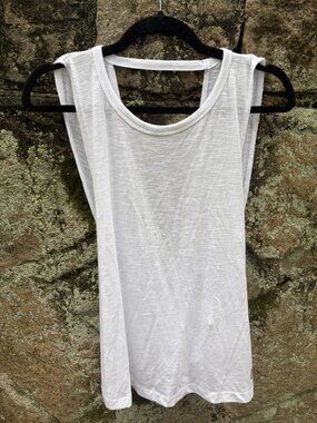 Ellie White Open Back Tank Top Draped Small Lightweight Gym Yoga Festival NEW